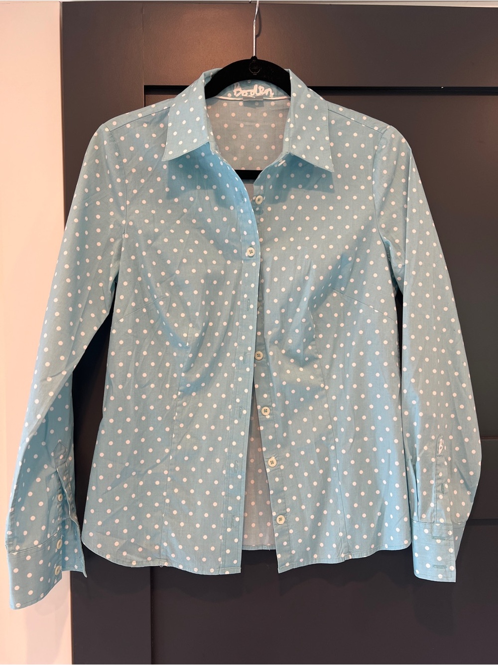 Boden Polka Dot Button-Down Button-up Shirt - Light Blue 6